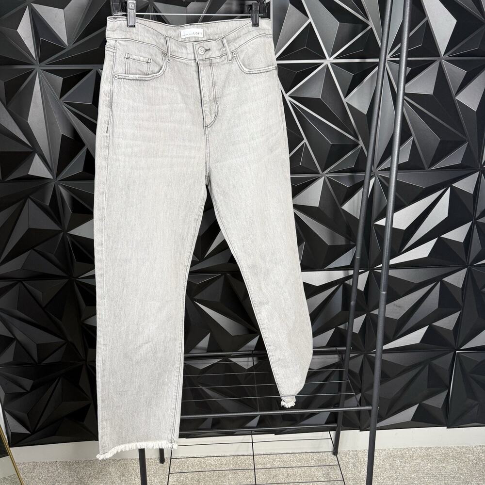 LOFT Womens The Straight Crop Jean Size 29/8 Gray High Rise Raw Hem